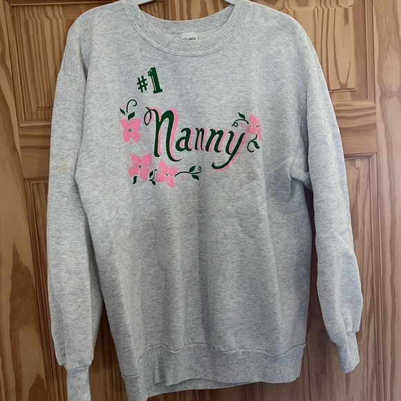 Gloria Tops - XL Light Grey “Nanny” Sweatshirt